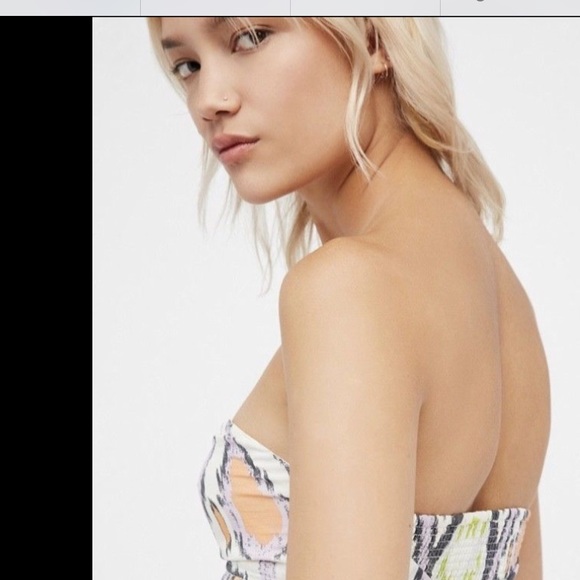 Free People ivory multi Tribal Strapless Dress S - Picture 5 of 5